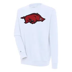 Men's Antigua  White Arkansas Razorbacks Victory Pullover Sweatshirt