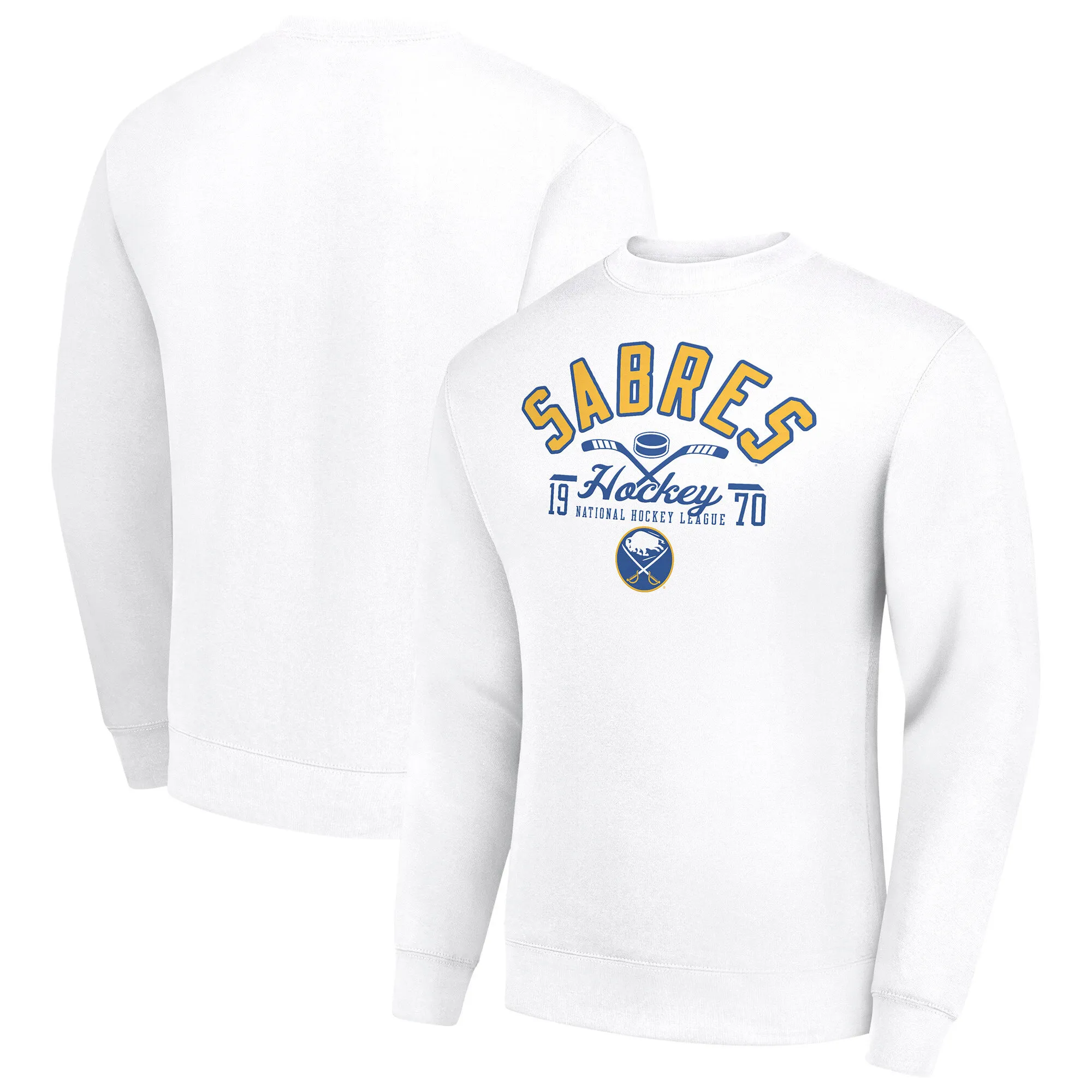 Men's Buffalo Sabres Starter White Stick And Puck Logo Fleece Pullover Sweatshirt