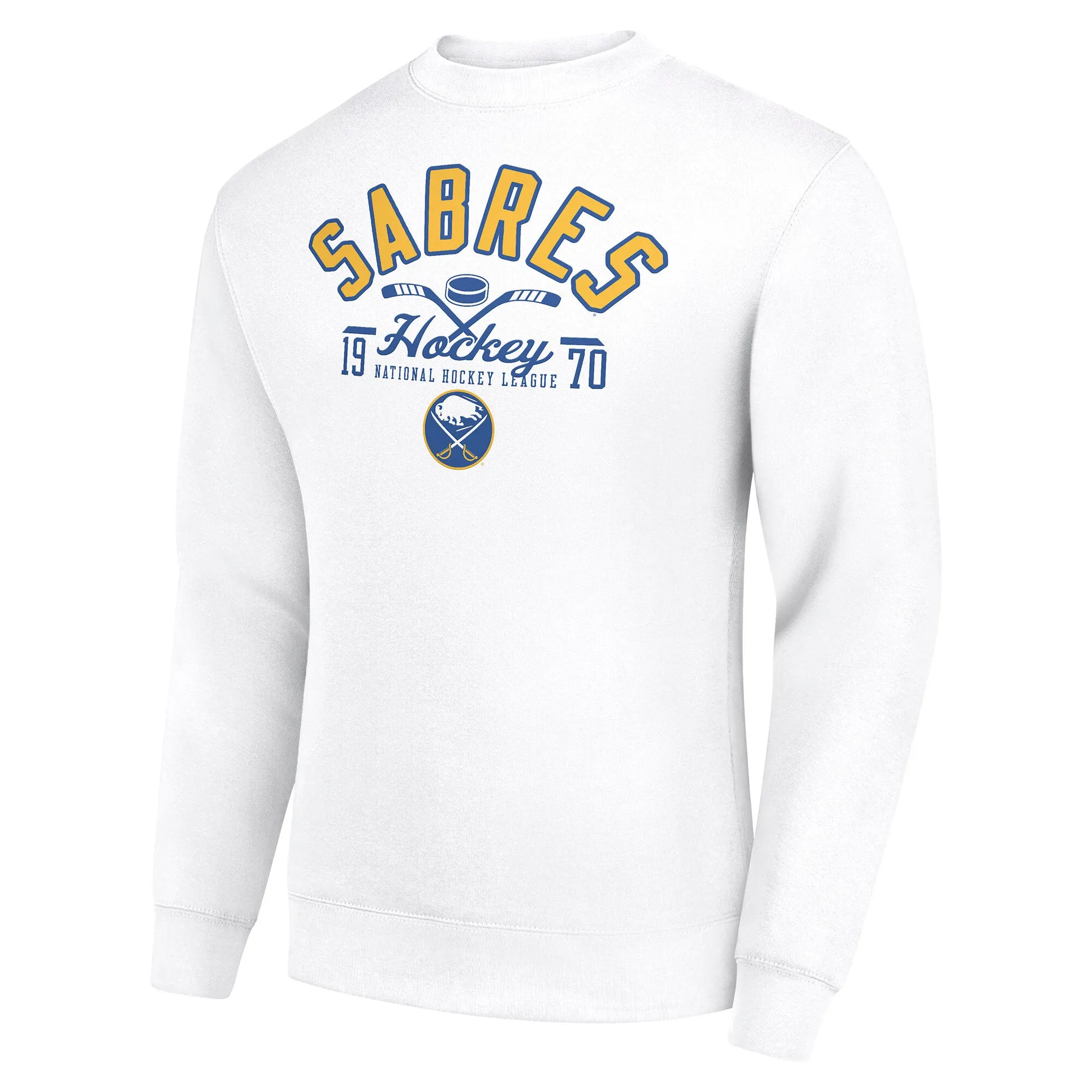 Men's Buffalo Sabres Starter White Stick And Puck Logo Fleece Pullover Sweatshirt