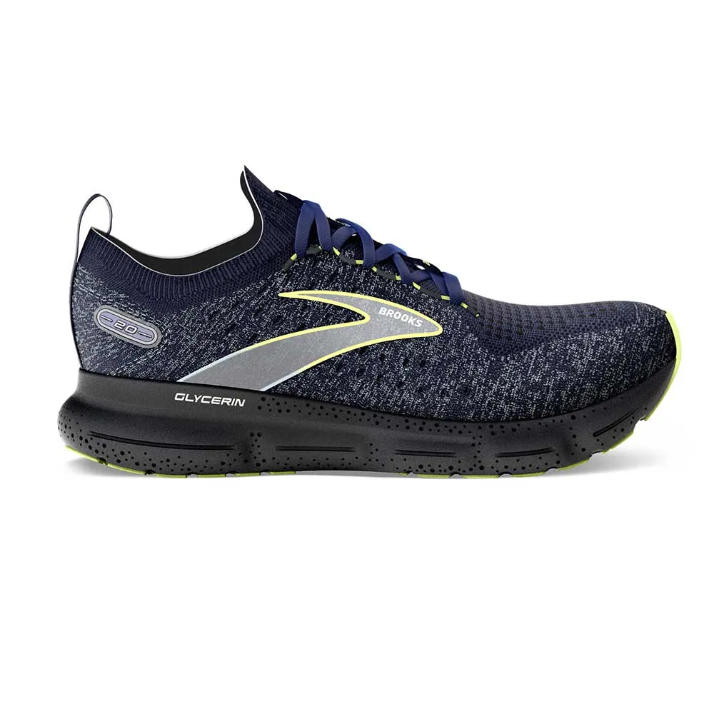 Men's Glycerin StealthFit 20 Running Shoe - Blue/Ebony/Lime - Regular (D)