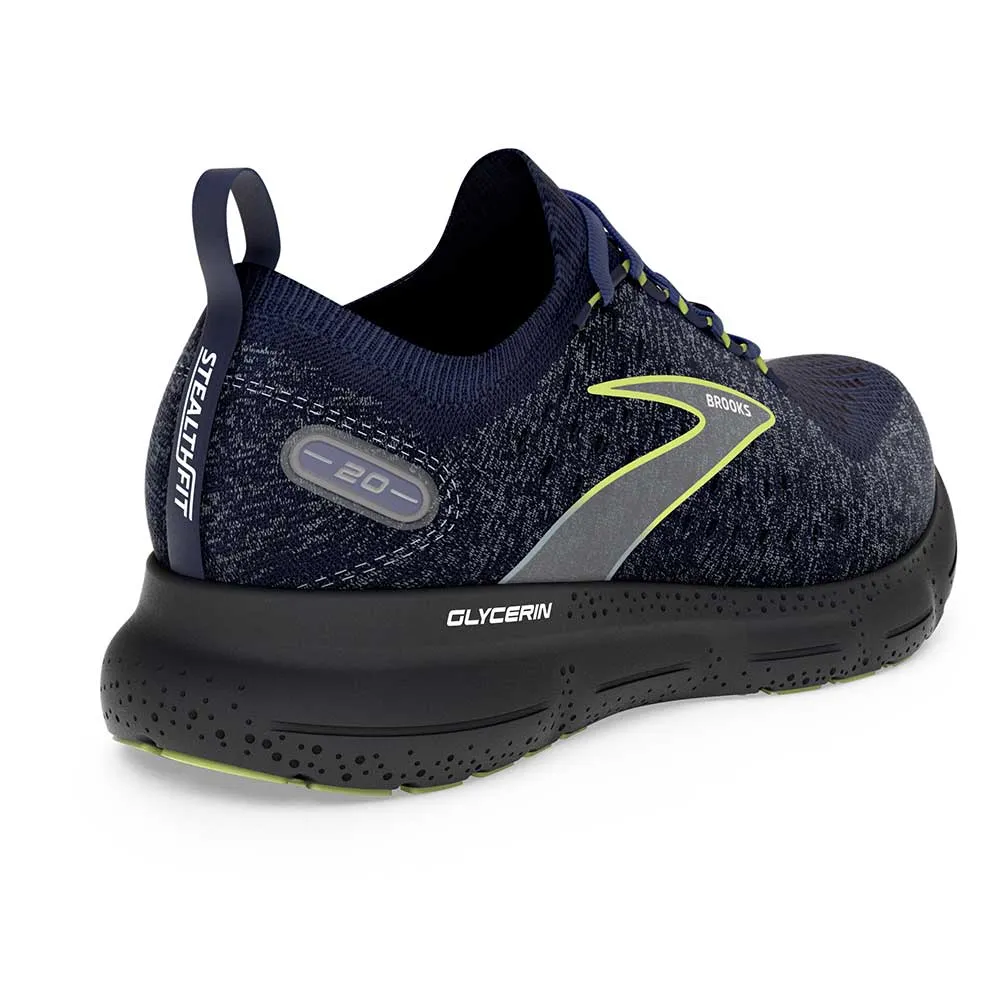 Men's Glycerin StealthFit 20 Running Shoe - Blue/Ebony/Lime - Regular (D)