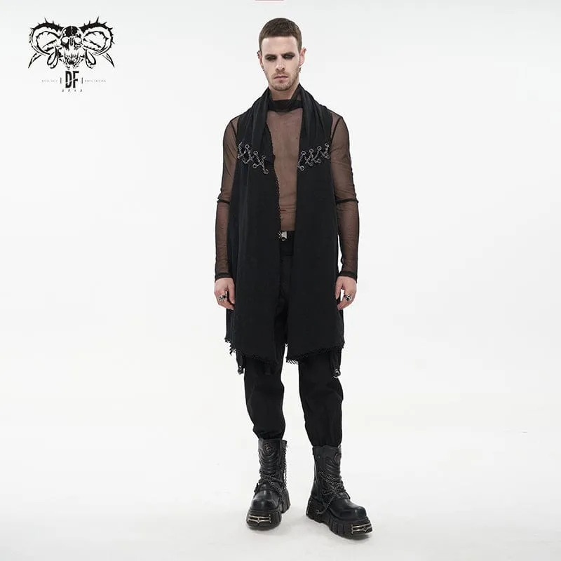 Men's Punk Mesh Splice Chain Unedged Vest