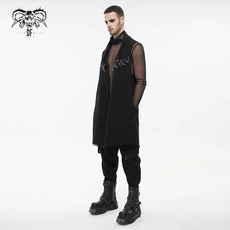 Men's Punk Mesh Splice Chain Unedged Vest