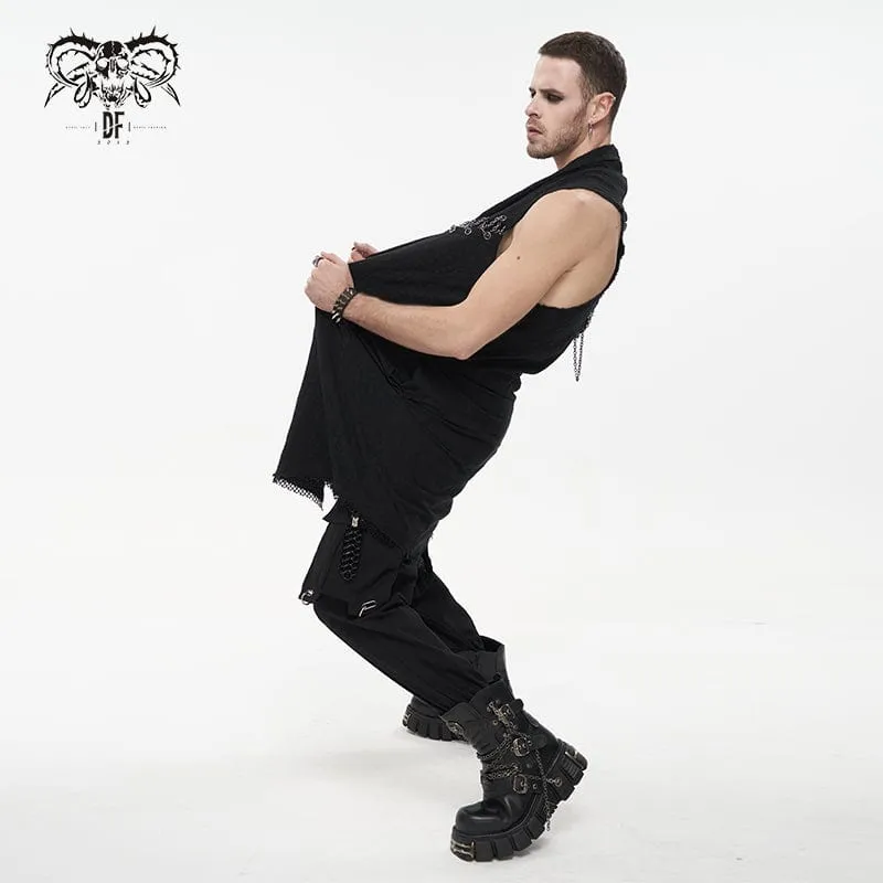 Men's Punk Mesh Splice Chain Unedged Vest