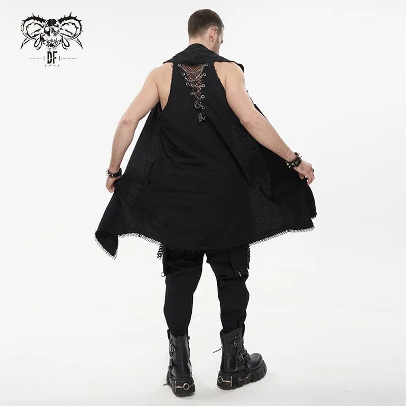 Men's Punk Mesh Splice Chain Unedged Vest