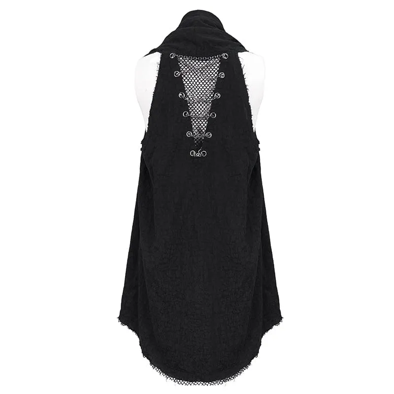 Men's Punk Mesh Splice Chain Unedged Vest