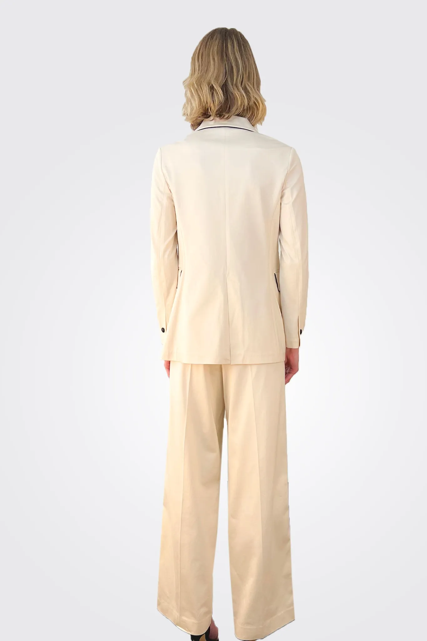 Mid Rise Wide Leg Trousers - Sugar