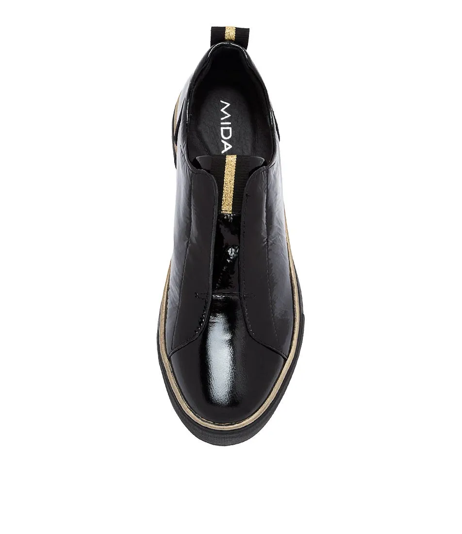 MIDAS Feathers Black Patent Leather Sneakers