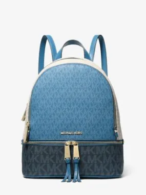 MK Rhea Medium Color-Block Logo Backpack - Blue - Michael Kors