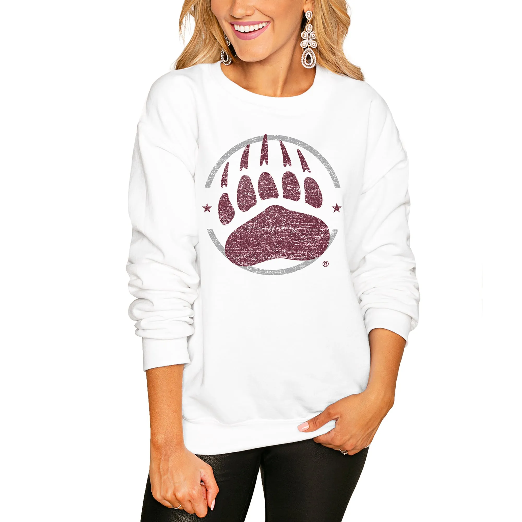 Montana Grizzlies Women's White End Zone Pullover Sweatshirt