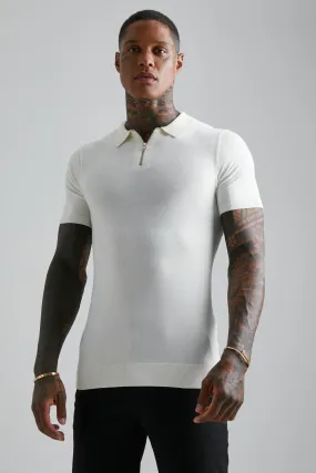 Muscle Short Sleeve Half Zip Polo