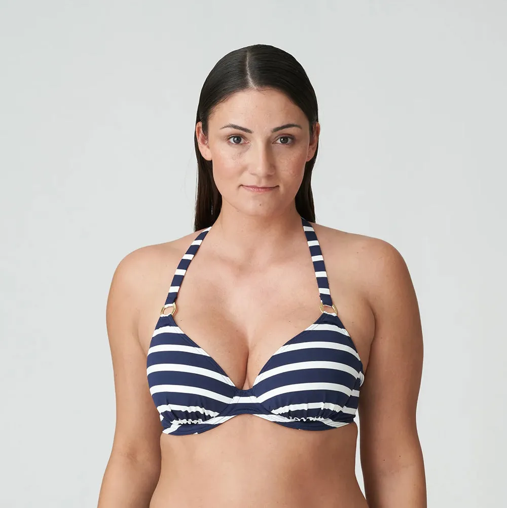 Nayarit Water Blue Padded Plunge Bikini Top