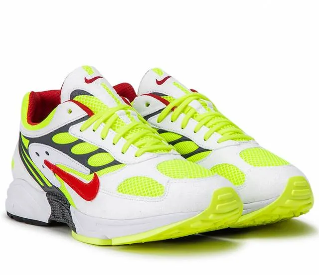 Nike air ghost racer white/atom red-neon yellow sneakers 9.5