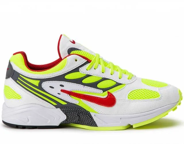 Nike air ghost racer white/atom red-neon yellow sneakers 9.5