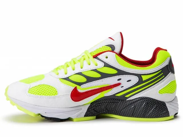 Nike air ghost racer white/atom red-neon yellow sneakers 9.5