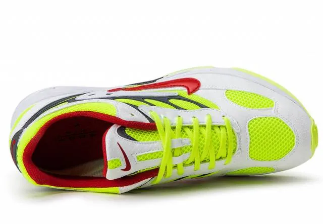 Nike air ghost racer white/atom red-neon yellow sneakers 9.5