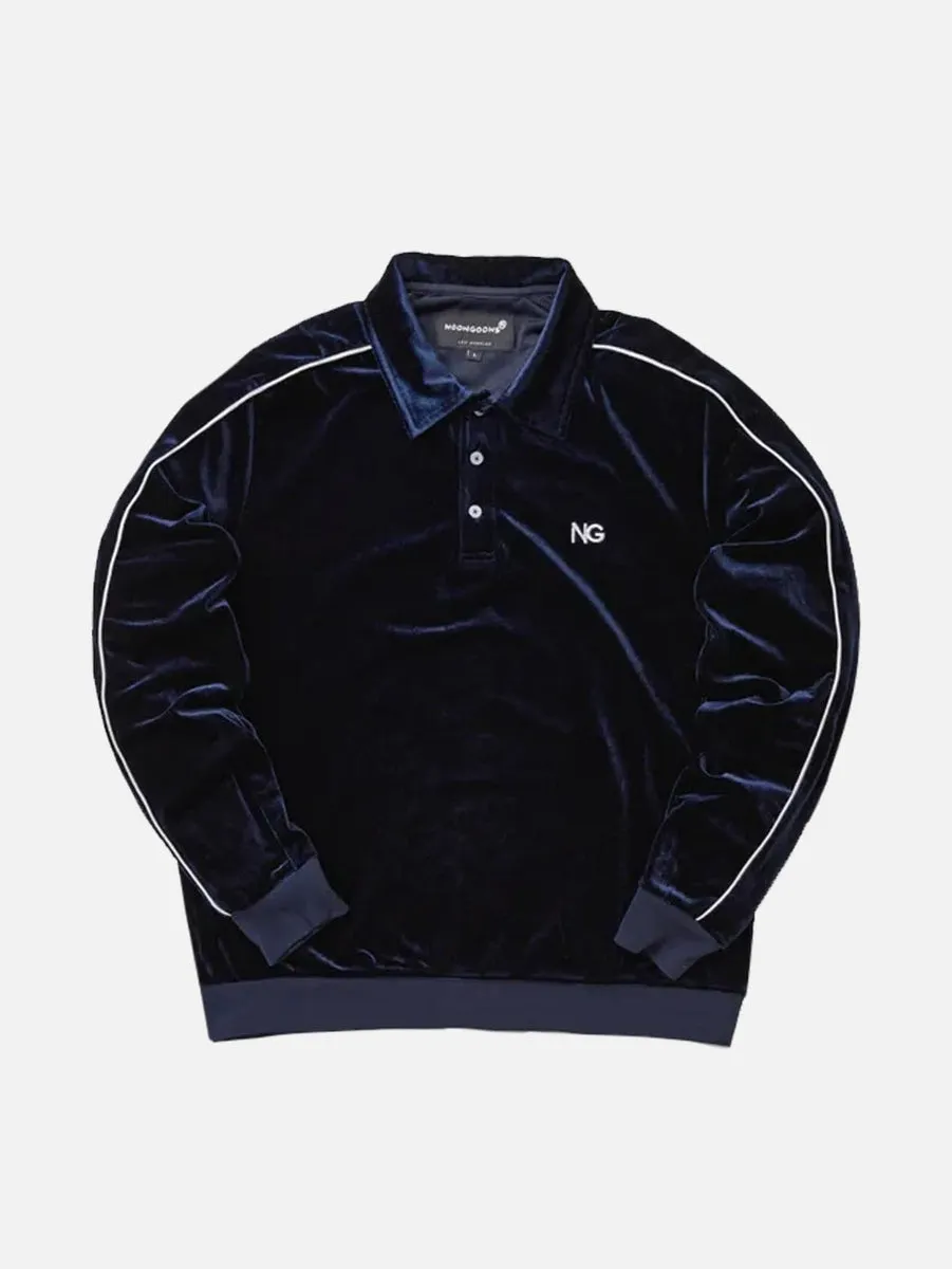 NOON GOONS Sunglare Velour Polo - Navy