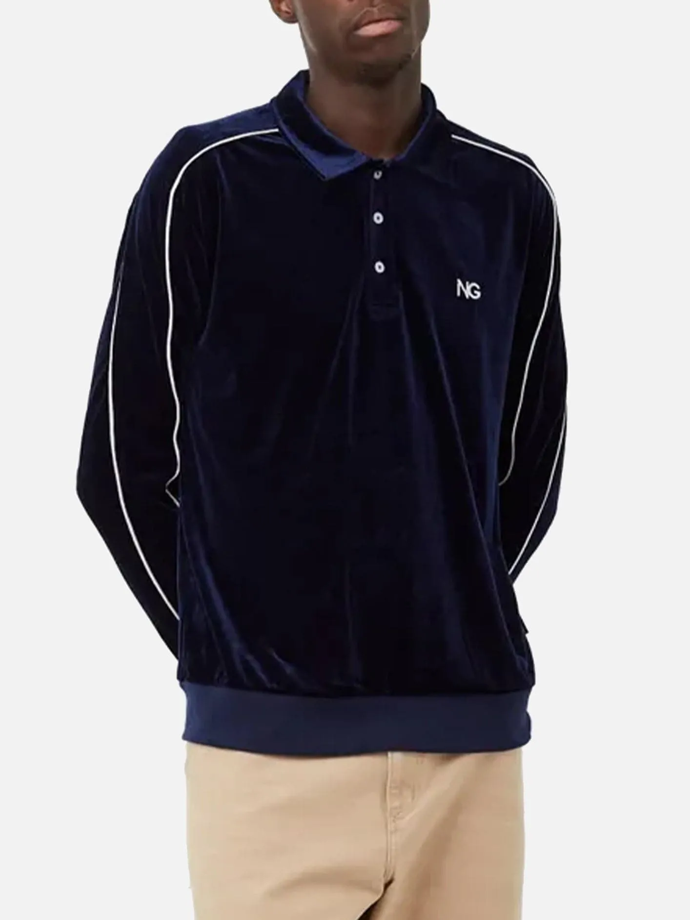 NOON GOONS Sunglare Velour Polo - Navy