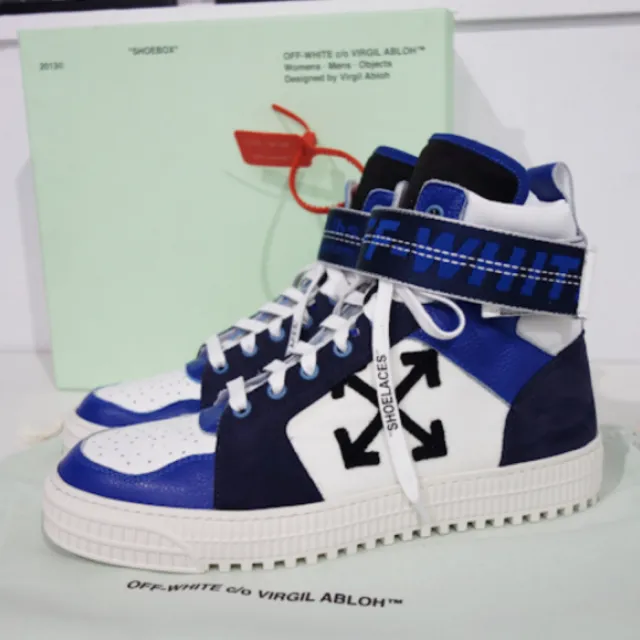 Off-white industrial belt hi-top sneakers ripstop leather blue size eu 41 tape