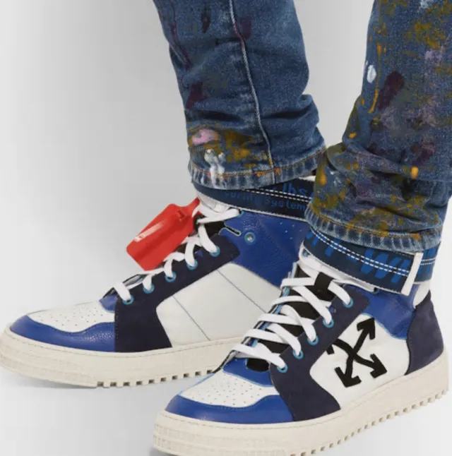 Off-white industrial belt hi-top sneakers ripstop leather blue size eu 41 tape