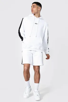 Offcl Side Panel Short Hooded Tracksuit | boohooMAN UK