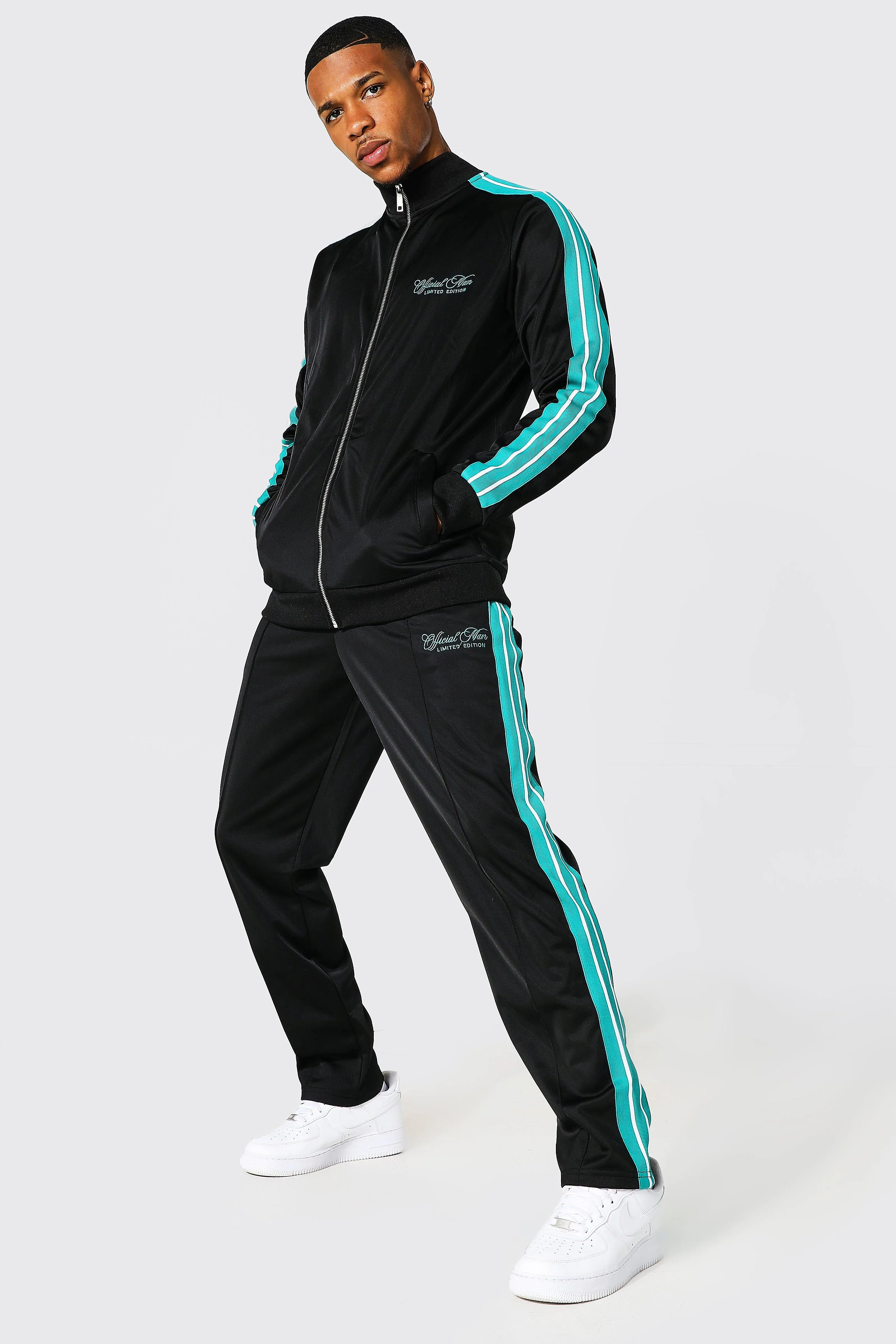 Official Man Zip Through Tricot Tracksuit | boohooMAN UK