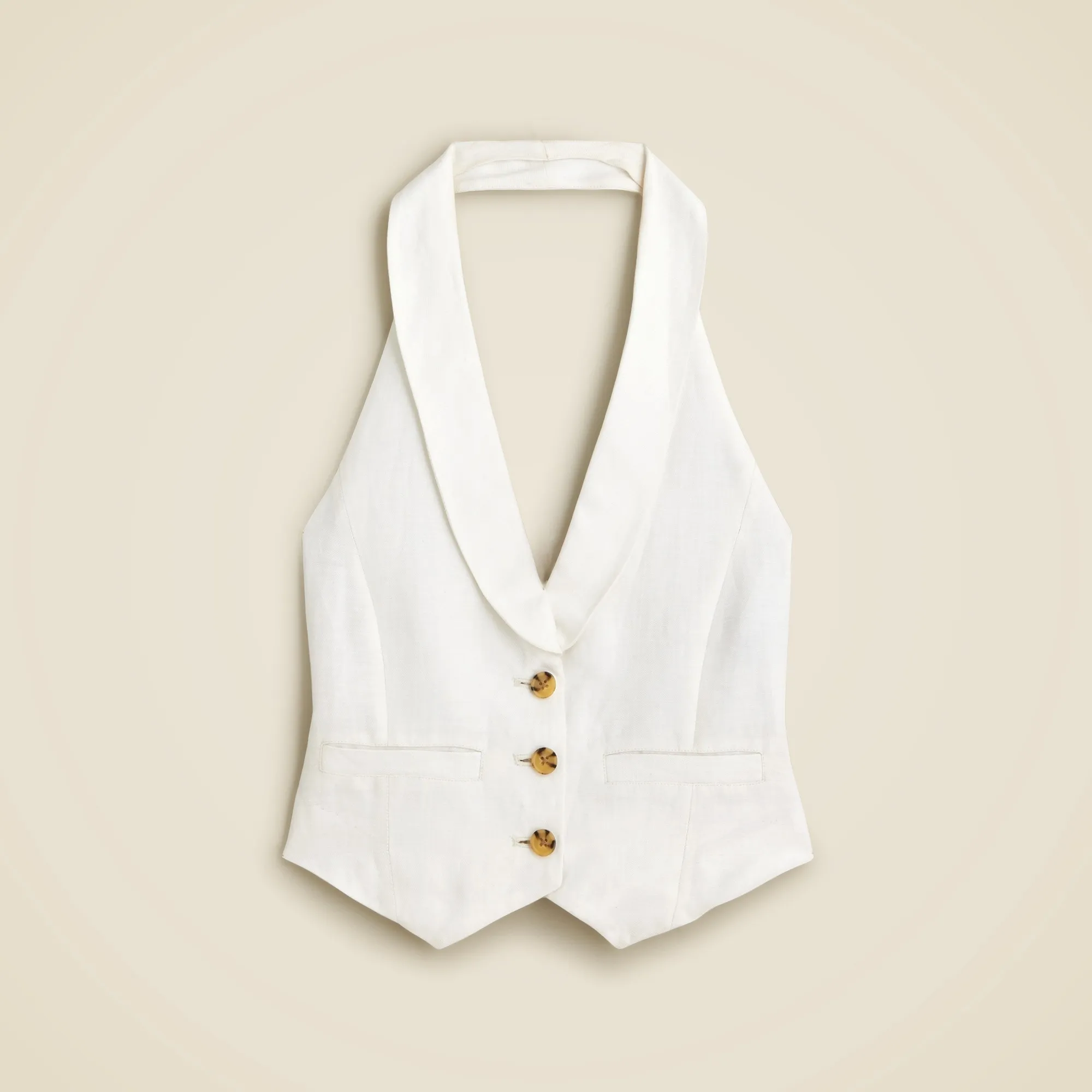 Open-back vest in linen-cupro blend