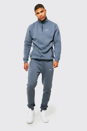 Original Man Half Zip Panel Tracksuit | boohooMAN UK