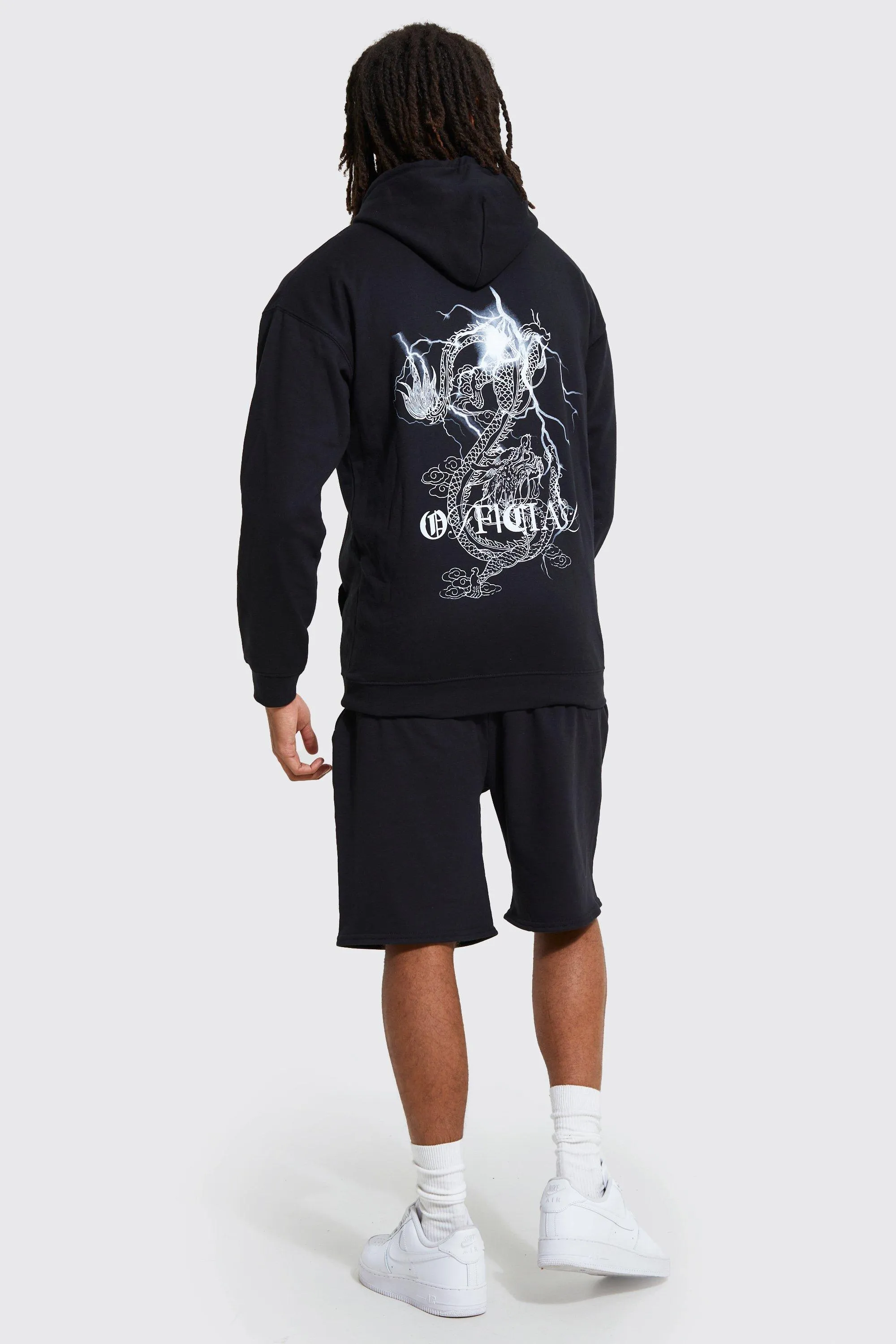 Oversized Dragon Print Short Tracksuit | boohooMAN UK