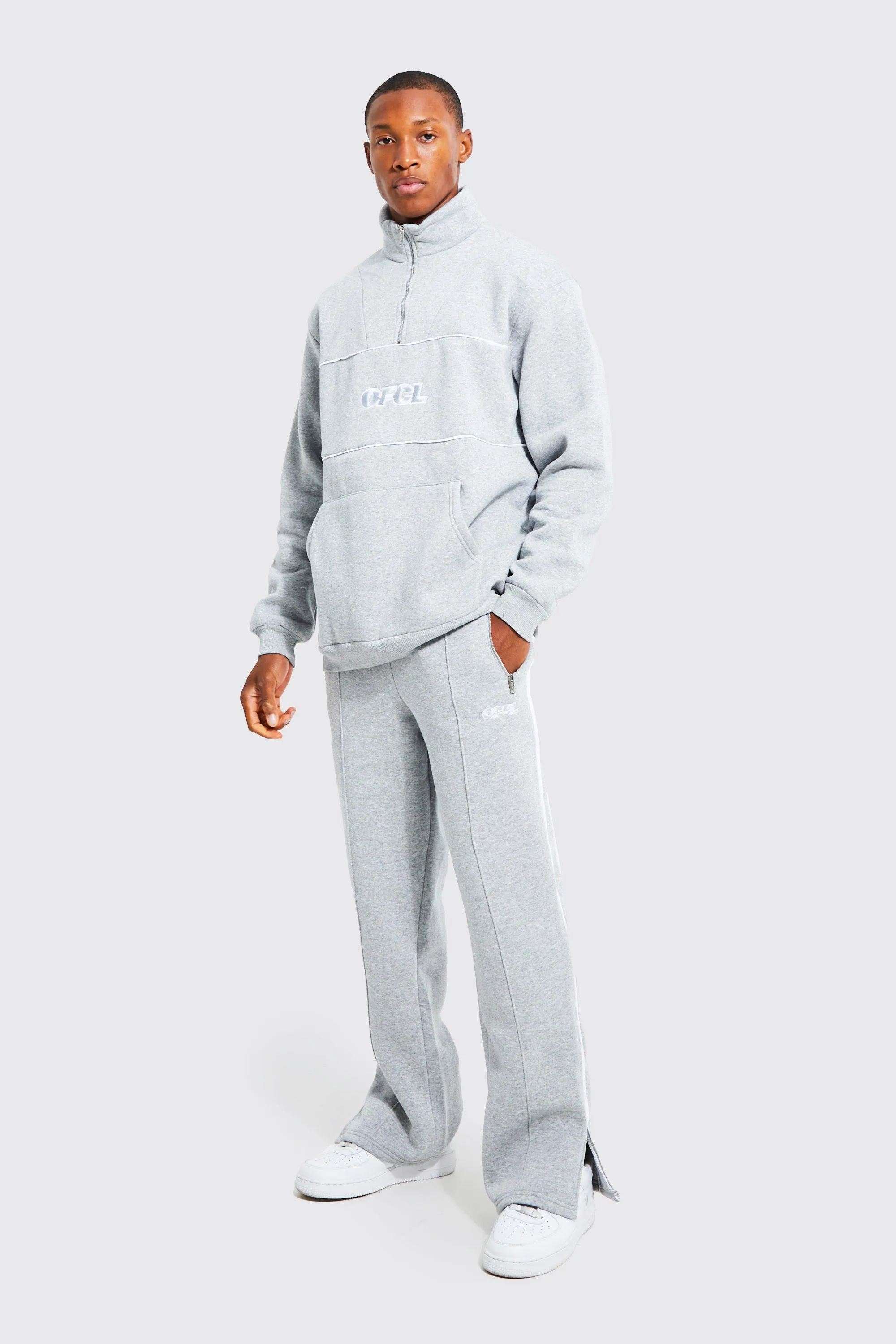 Oversized Ofcl Zip Funnel Neck Tracksuit | boohooMAN UK