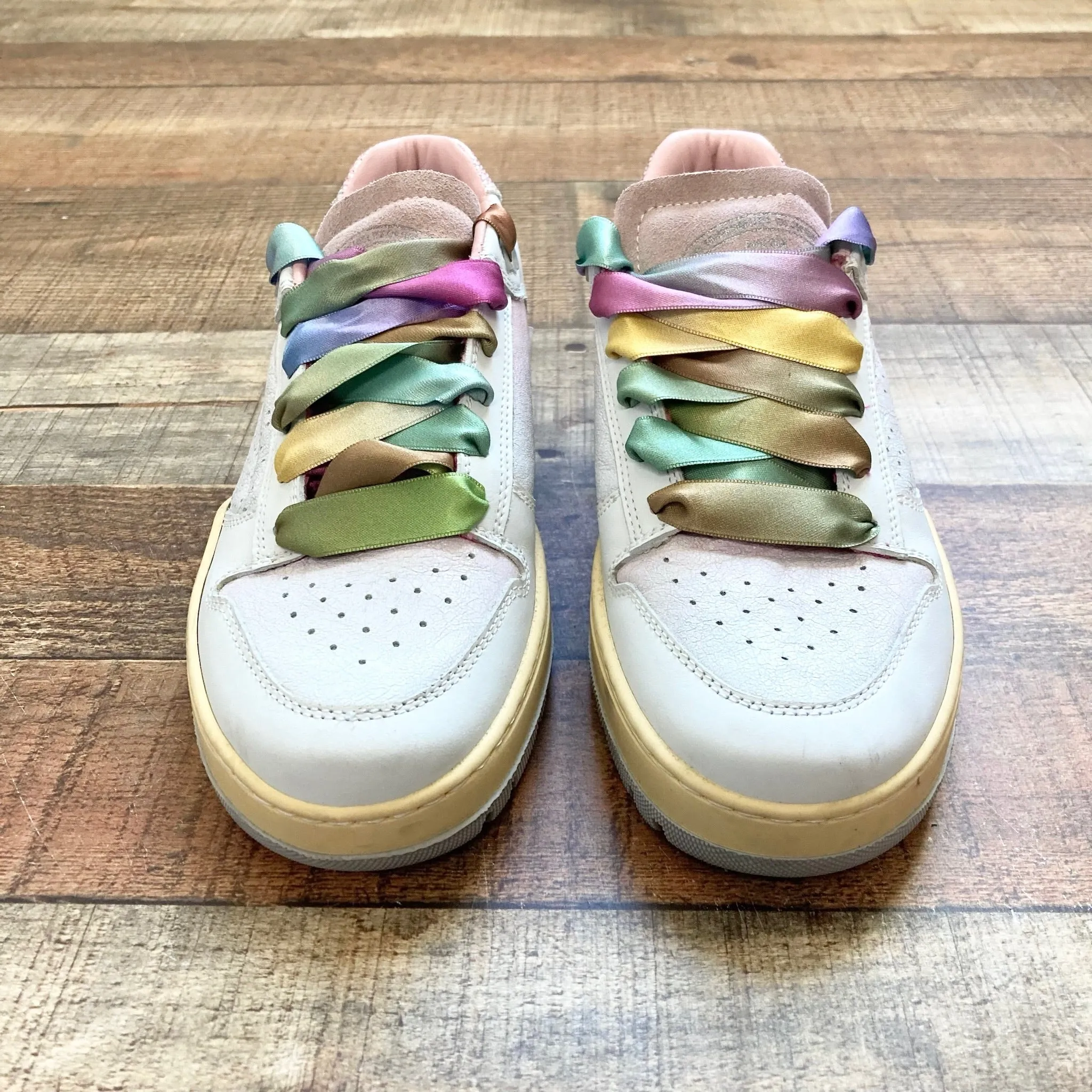 P448 Rainbow Satin Laced Leather Sneakers- Size 37