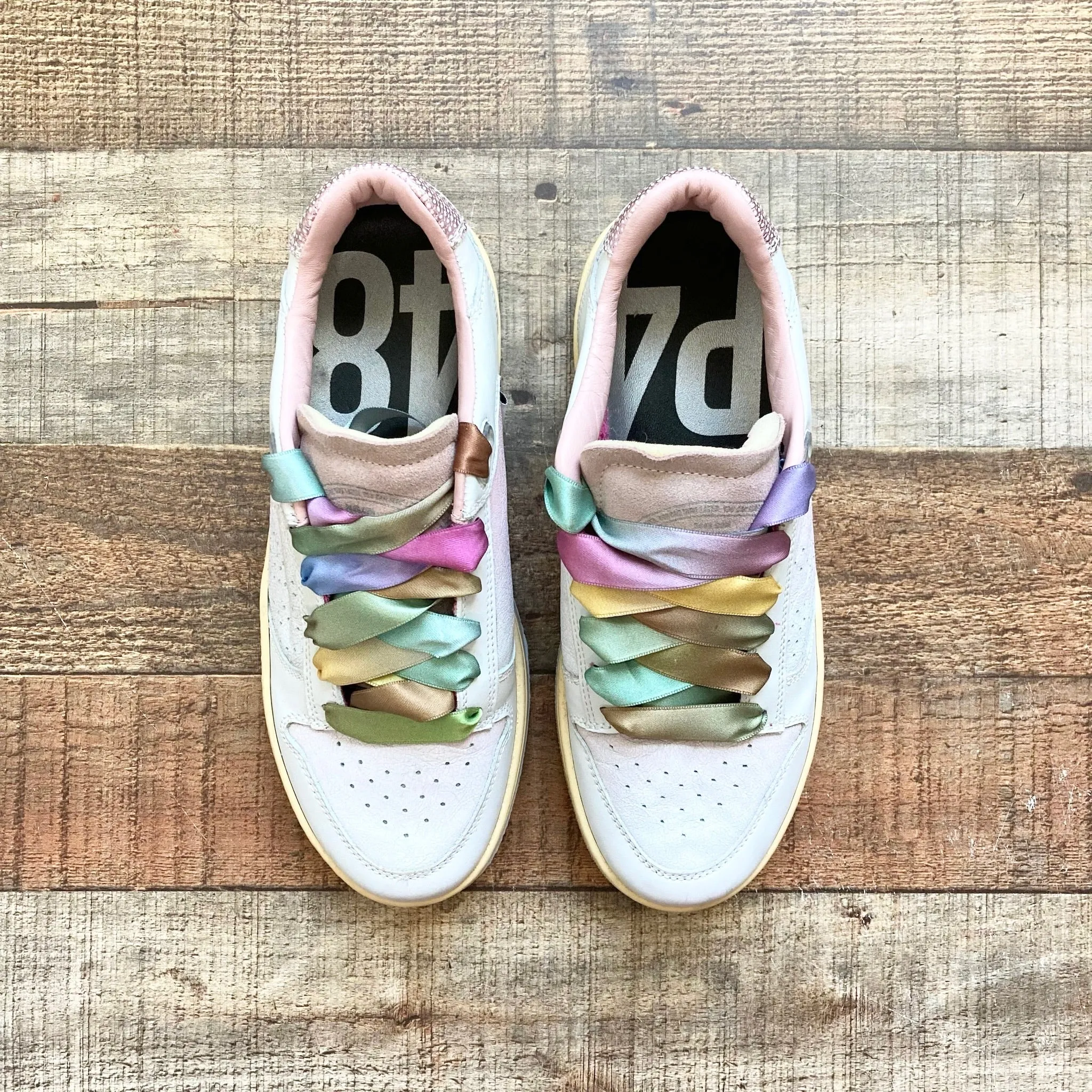 P448 Rainbow Satin Laced Leather Sneakers- Size 37