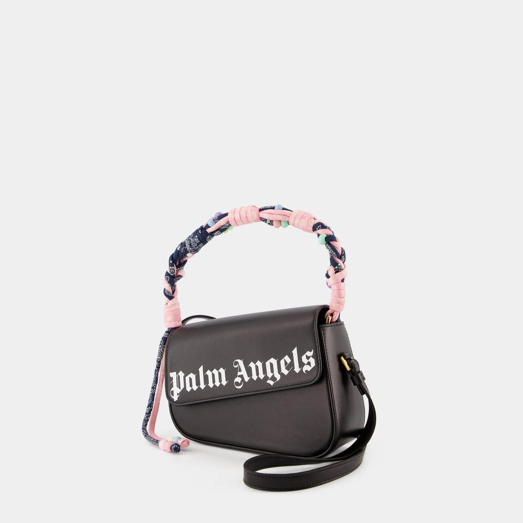 Palm Angels  Plaited Bandana Crash Gm Handbag - Palm Angels - Black - Leather