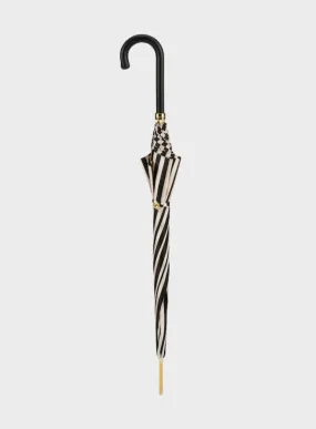 PASOTTI | Striped Umbrella With Leather Handle