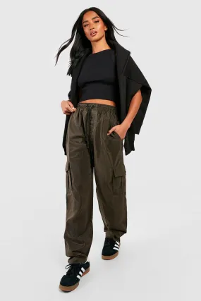 Petite Straight Leg Parachute Shell Cargo Joggers