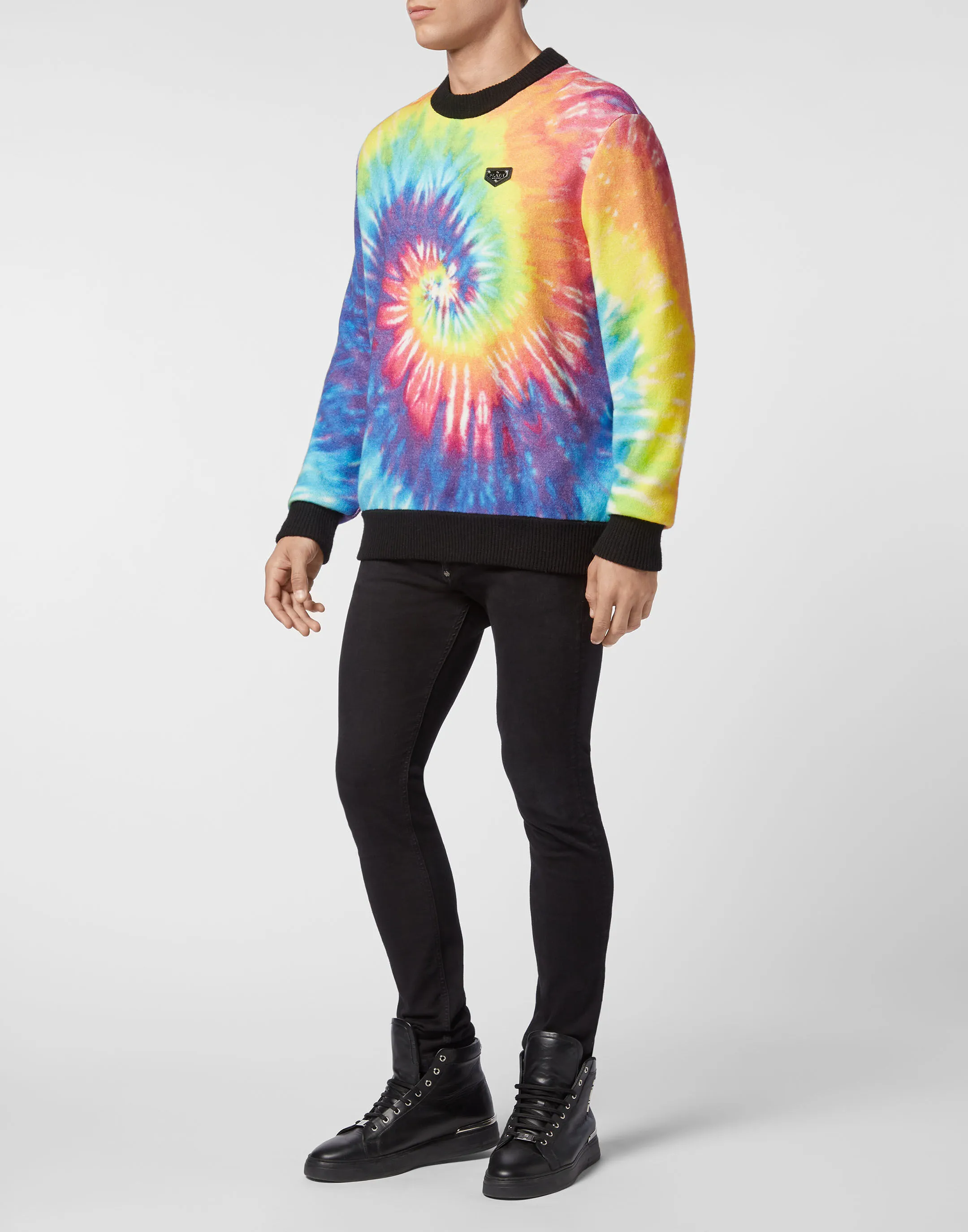 PHILIPP PLEIN Cashmere Pullover Round Neck LS Tie dye