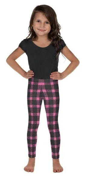 Pink Plaid Print Kid's Leggings