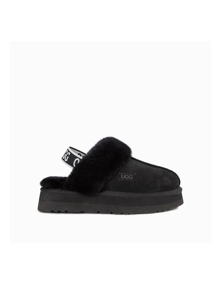 Platform Elastic Back Strap Slipper in Black