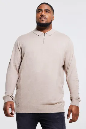 Plus Half Zip Knitted Polo