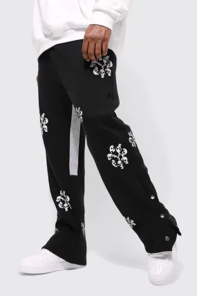 Plus Regular Fit Skull Printed Gusset Joggers | boohooMAN UK