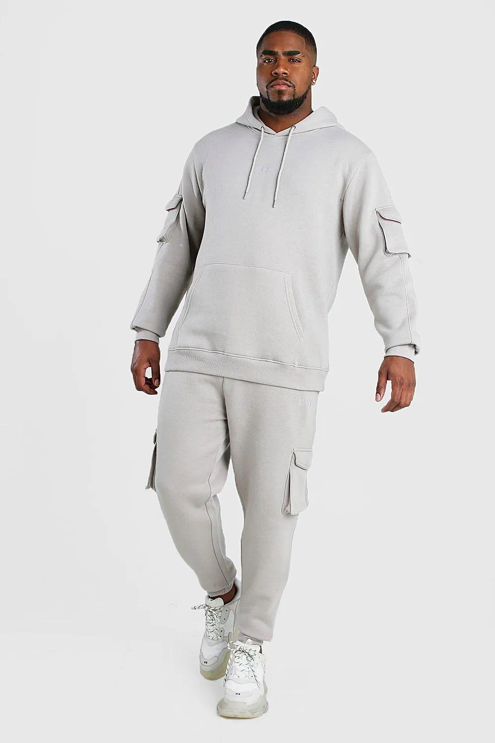 Plus Size MAN Dash Cargo Tracksuit | boohooMAN UK