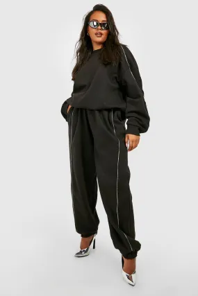 Plus Zip Detail Oversized Joggers