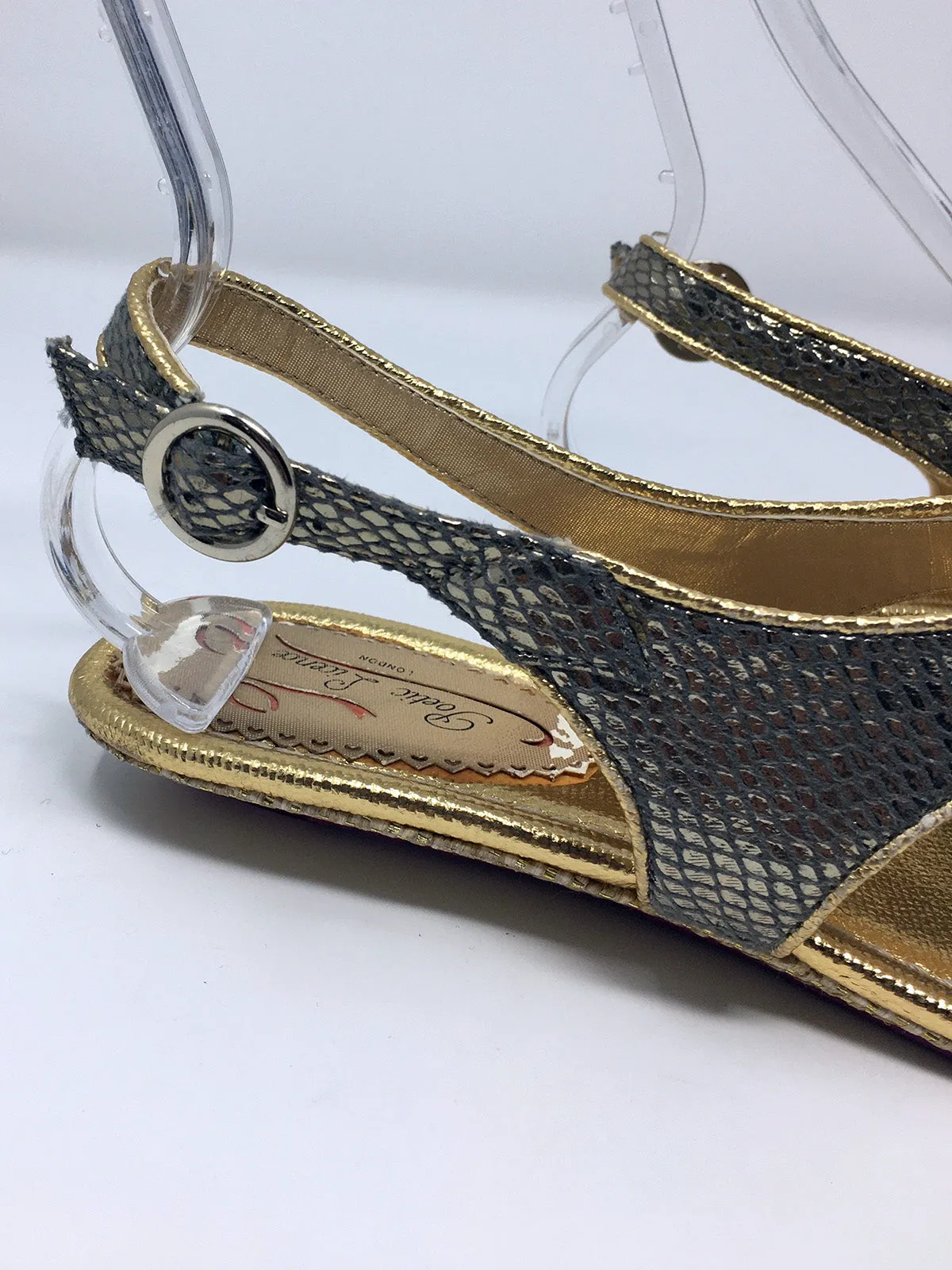 Poetic License Size 9.5 Gold & Pink Snake Print Sandals