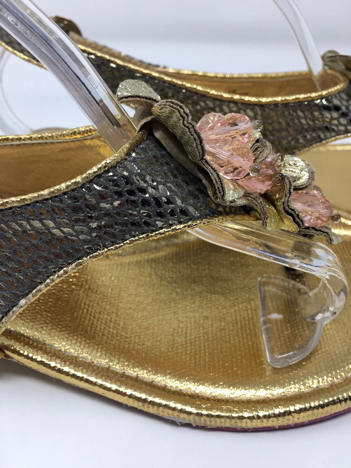 Poetic License Size 9.5 Gold & Pink Snake Print Sandals