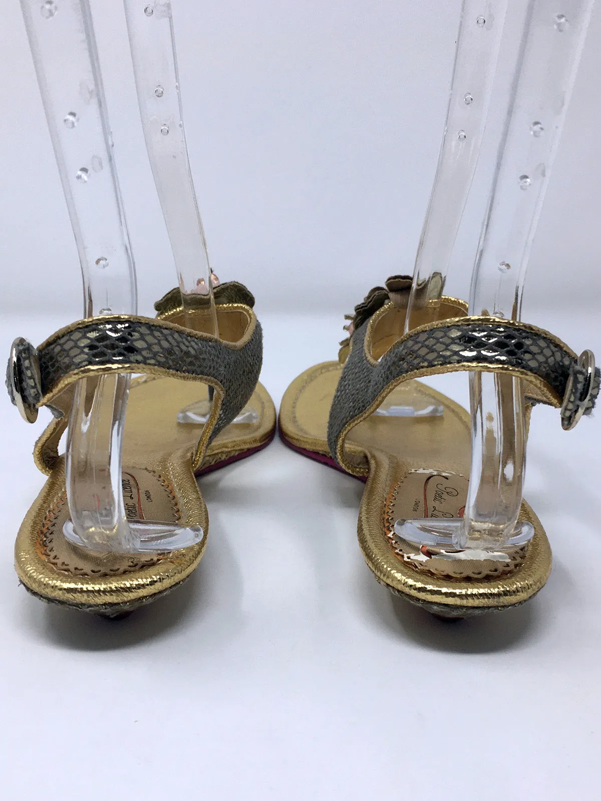 Poetic License Size 9.5 Gold & Pink Snake Print Sandals