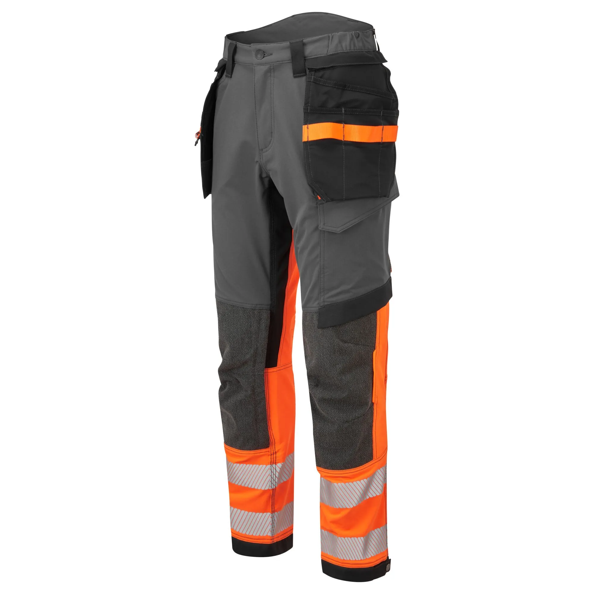 Portwest EV4 EV442 Hi Vis Stretch Class 1 Work Trousers with Holster Pockets Orange 34w Reg