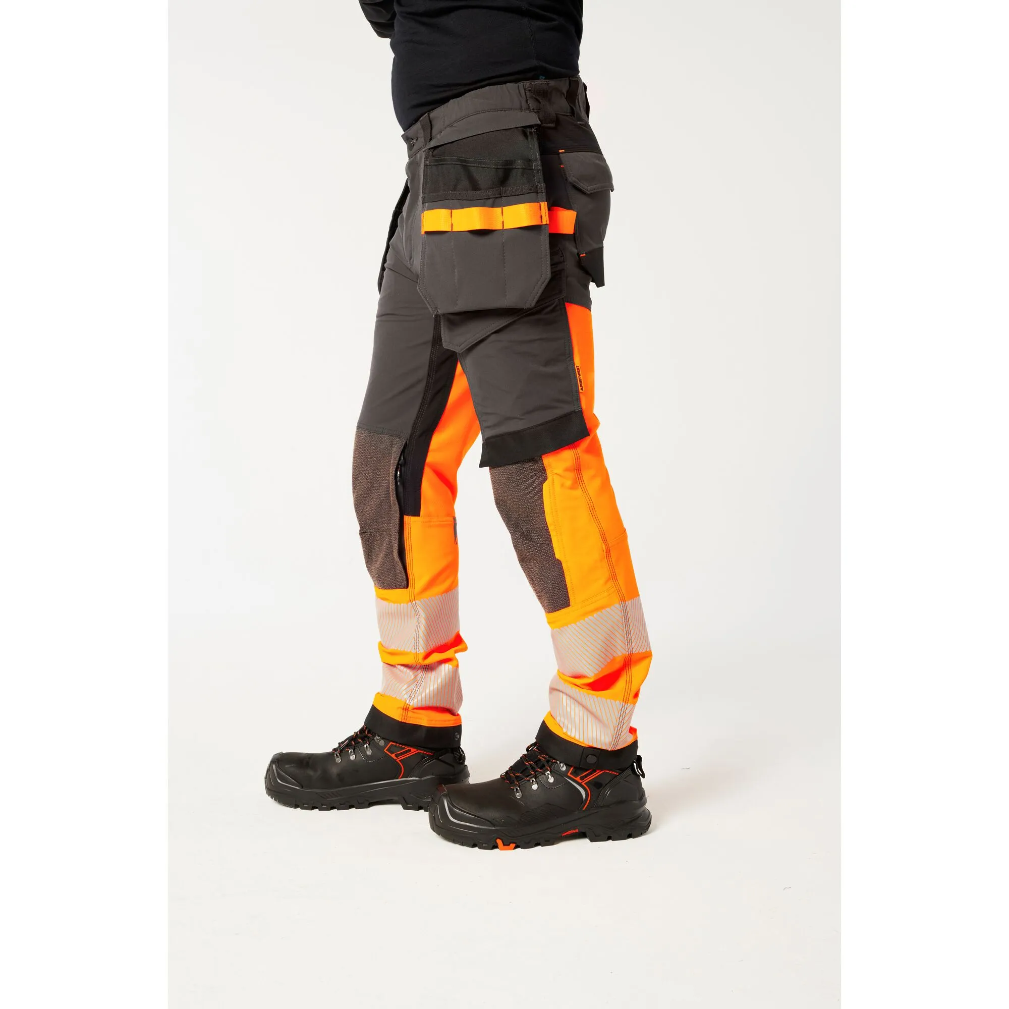 Portwest EV4 EV442 Hi Vis Stretch Class 1 Work Trousers with Holster Pockets Orange 34w Reg