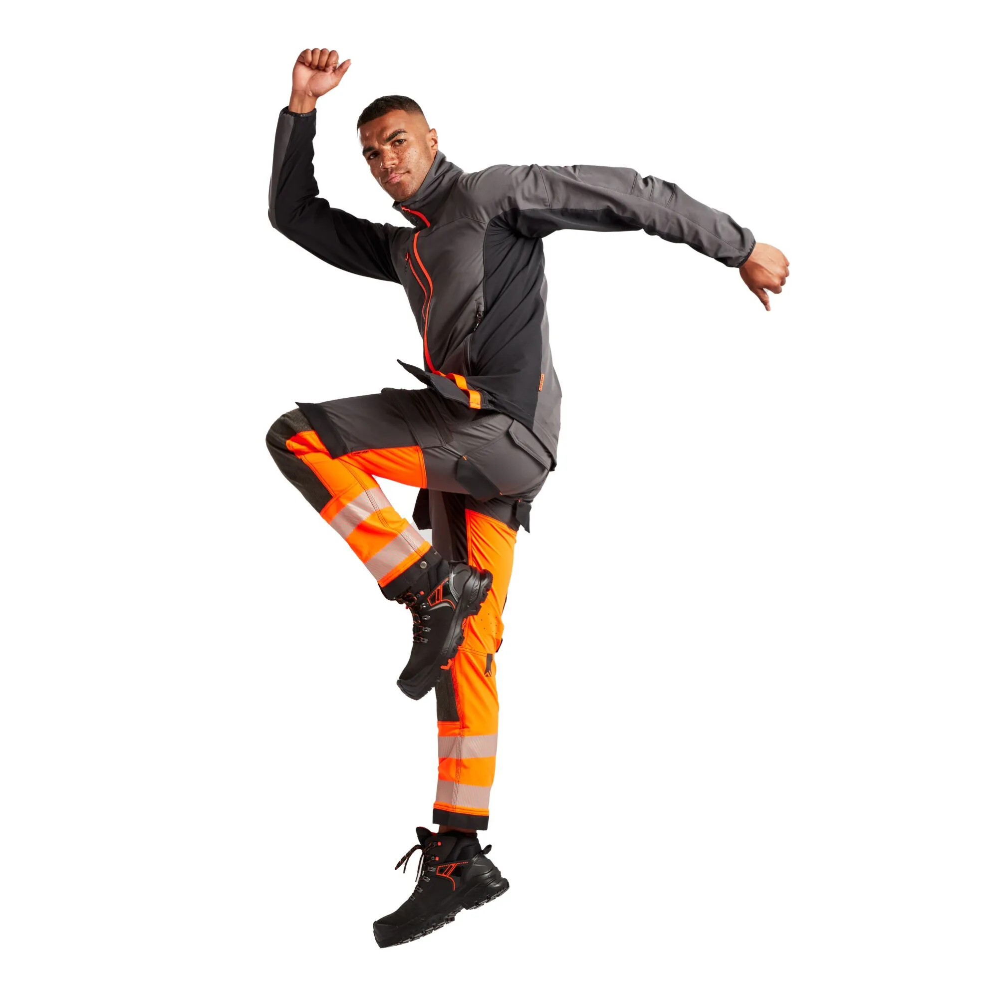 Portwest EV4 EV442 Hi Vis Stretch Class 1 Work Trousers with Holster Pockets Orange 34w Reg