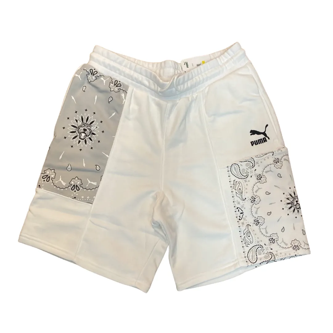 PUMA OB PATCHWORK SHORTS- Men’s- PUMA WHITE