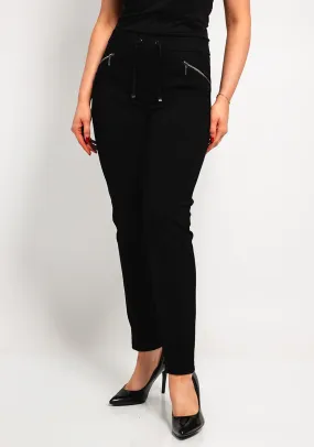 Rabe Slim Leg Stretch Trousers, Black